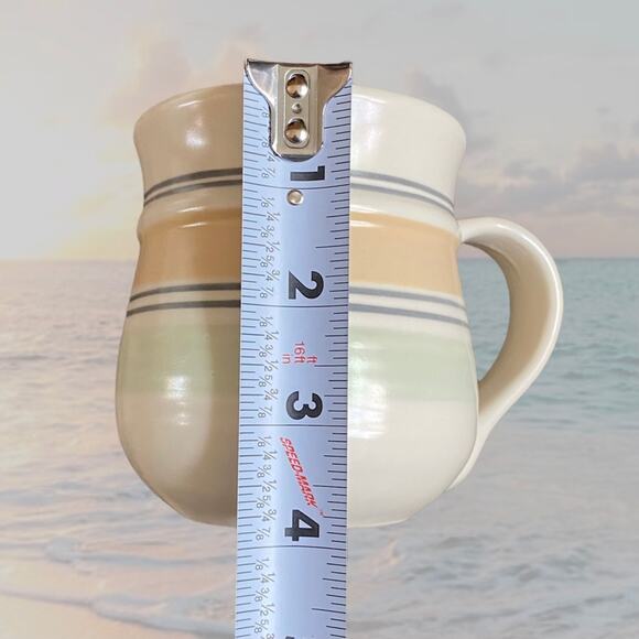 Pfaltzgraff Retired Key Largo Striped 4-Ct Stoneware Mugs and Creamer - Picture 10 of 12